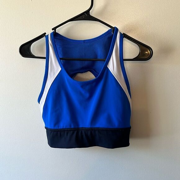 Athleta Color Block Wunder Bra Size S GUC Blue/white - Picture 1 of 5